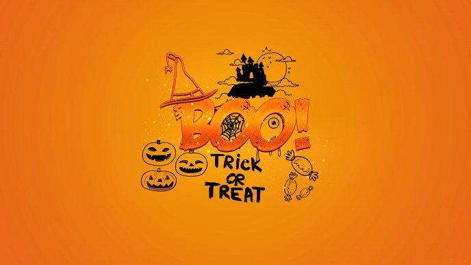 Pumpkins and candies - Trick or treat - Halloween night