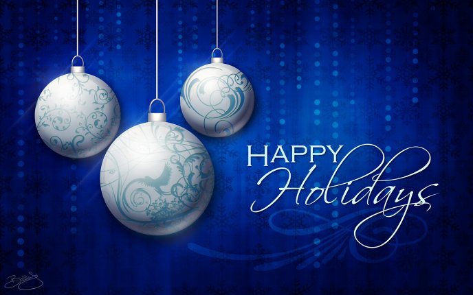 Christmas balls - Blue Happy Holidays