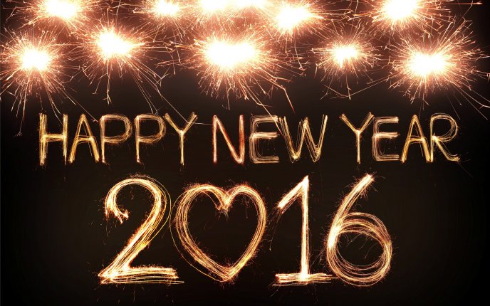 Golden fireworks - Happy New Year 2016