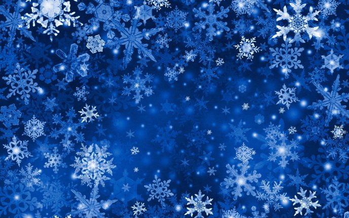 Blue wallpaper - frozen snowflakes on the wall