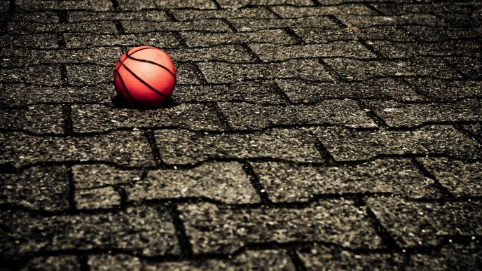Basketball ball on the street - hd sport wallpaper