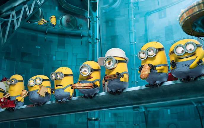 Minions eating sandwich in the laboratory - Cartoon time