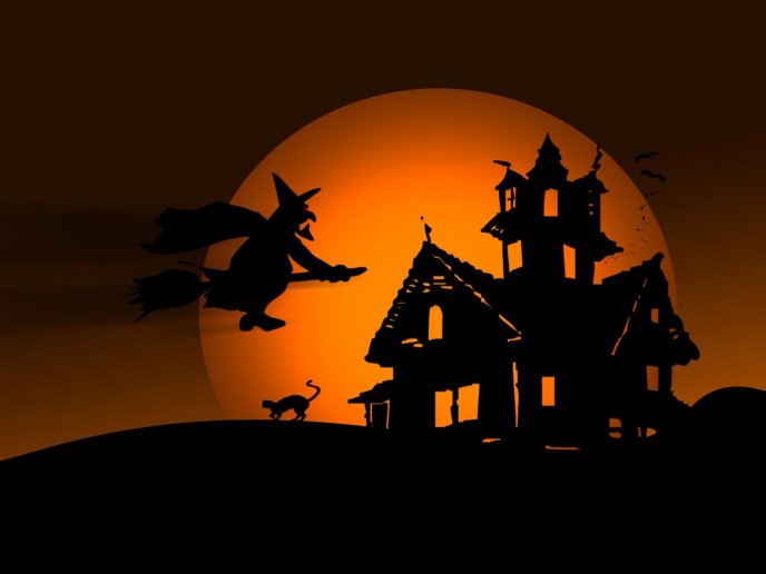 Witch in the Halloween night - HD wallpaper