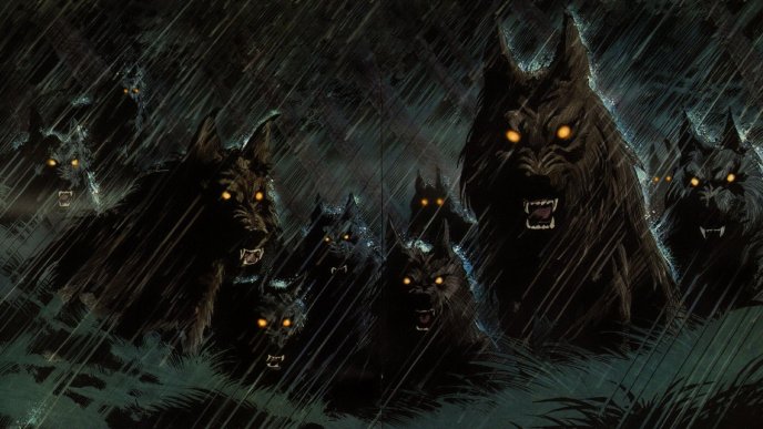 Dark scary wolfs - Halloween night