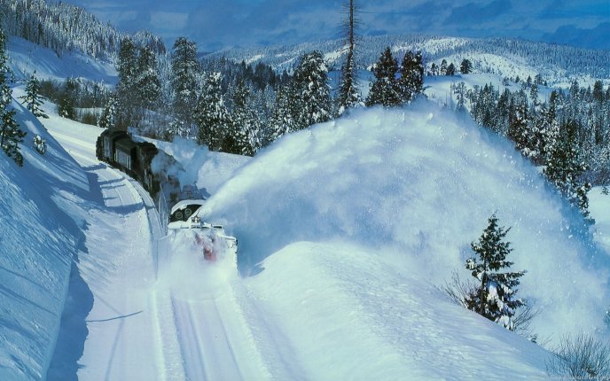Train clear the snow - HD wallpaper