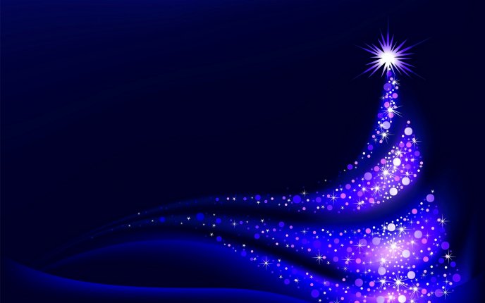 Blue light on an artistic Christmas tree - HD wallpaper