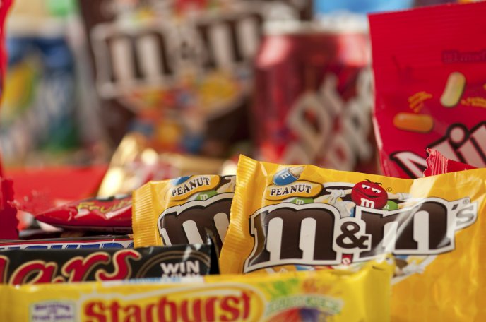 Delicious candies and chocolates - Mars M and M juice