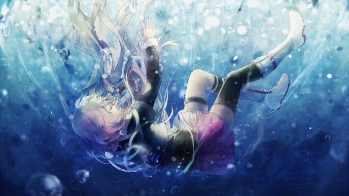 Anime splash in the ocean water - HD wallpaper