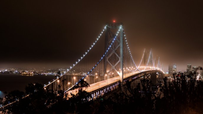 Lights on a wonderful bridge in San Francisco - HD wallpaper