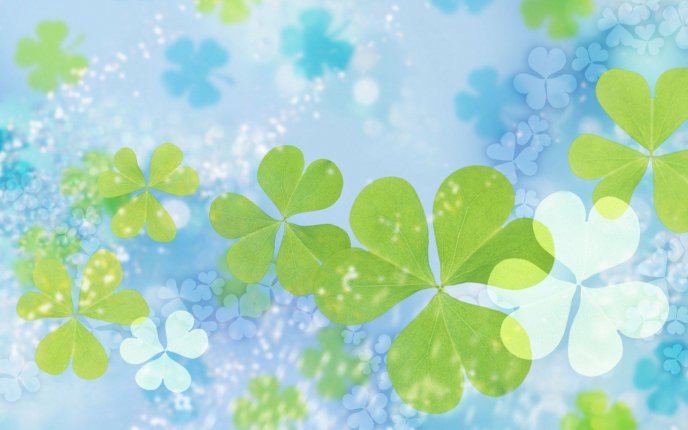 Digital art - White and green clovers on the wall