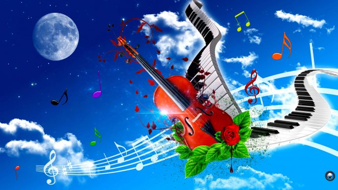 Abstract wallpaper - Music is love guitar and piano