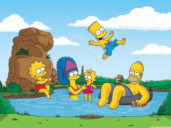 The Simpsons and the lake - Holiday time