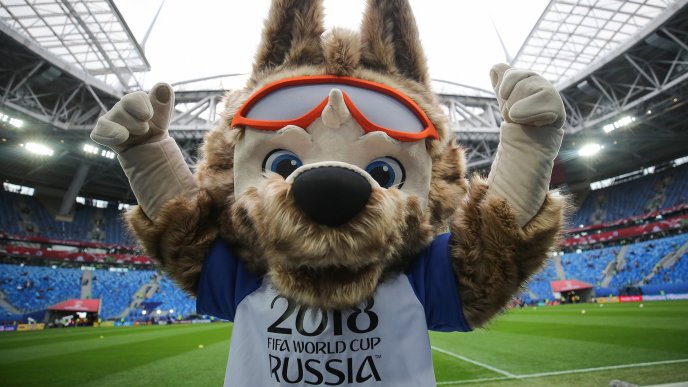 Happy fox mascot for Fifa World Cup Russia 2018 - Live sport