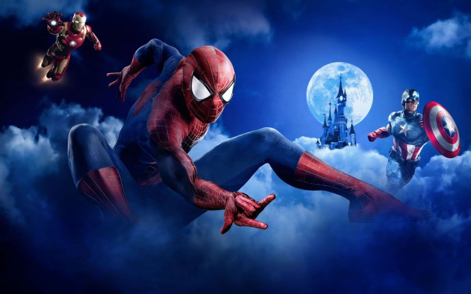 Super wallpaper with heroes - Spiderman Captain America Iron