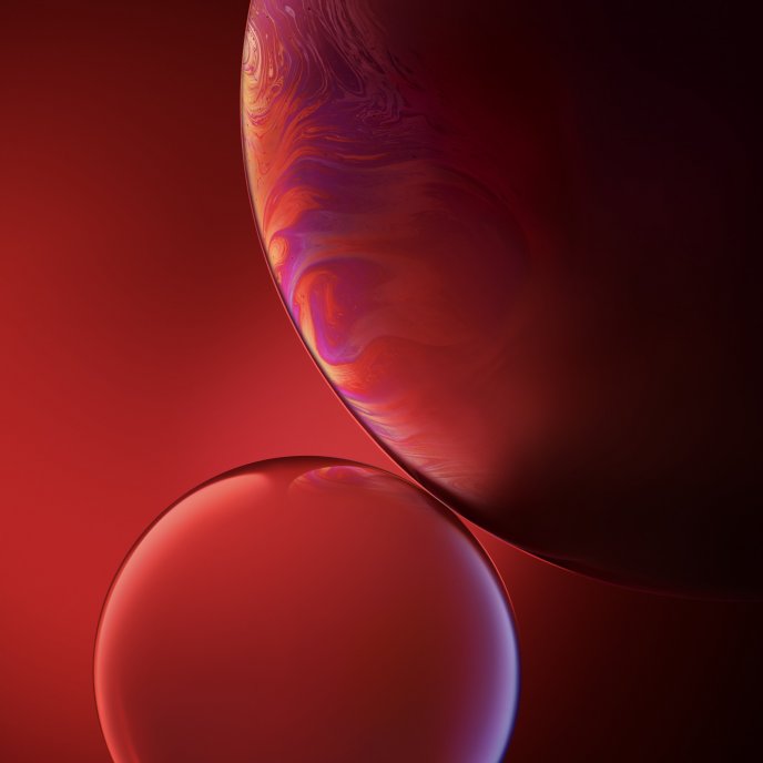 Double Red Bubble iPhone new IOS 12 macro wallpaper