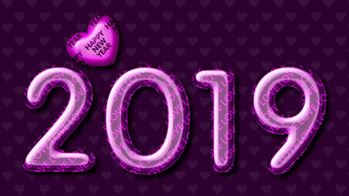 Purple 2019 Happy New Year - HD wallpaper