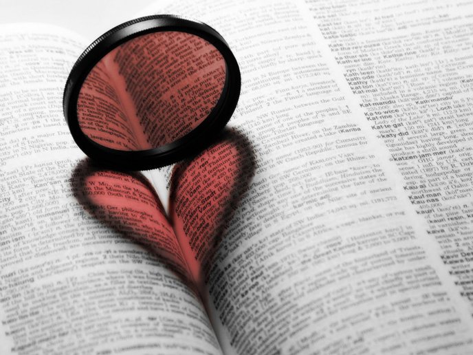 Heart in a book make with a mirror - Love reading