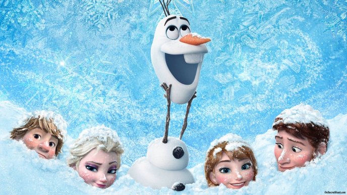 Frozen movie - Happy Olaf and friends Queen Ana and Elsa