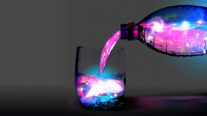 The magic water from the bottle - Wonderful 3D wallpaper