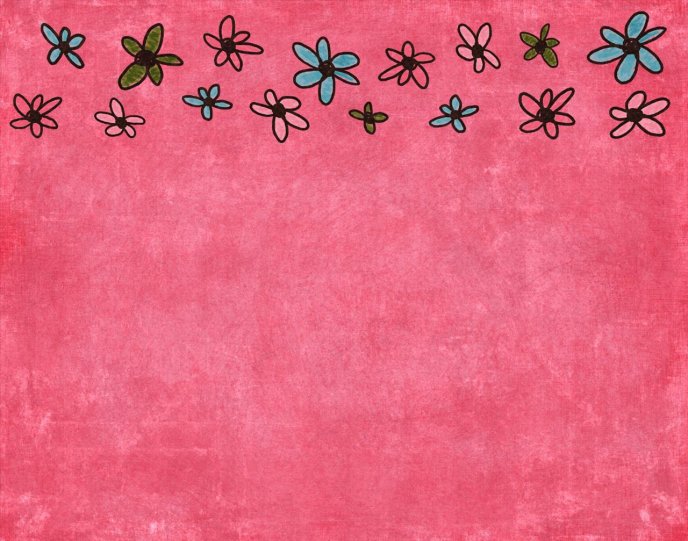 Pink background and color flowers - HD wallpaper