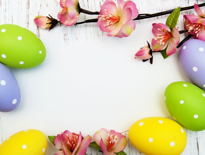 Easter Holiday - Flowers and colourful eggs - HD paint frame