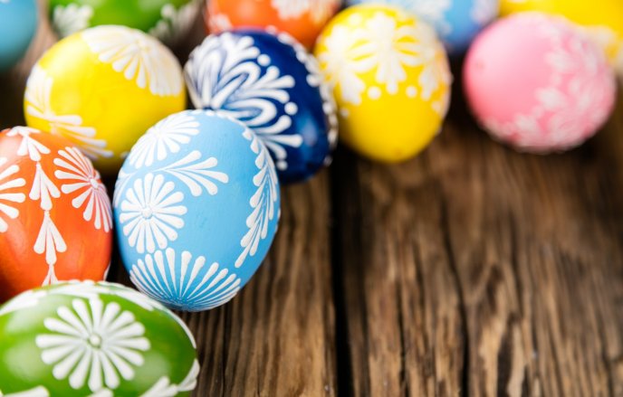Wonderful painted coloured eggs - Easter spring holiday 2020