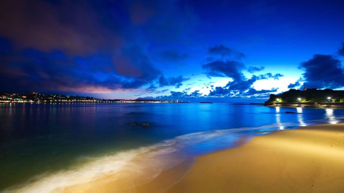 Blue light over the ocean water - HD wallpaper