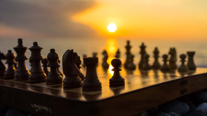 Play chess in a wonderful sunset light