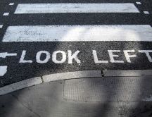 Look left pedestrian crossing