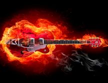 Electric guitar in fire