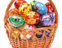 Easter painted eggs basket
