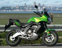 Green bike Kawasaki Versys HD wallpaper