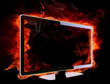 Monitor in flames HD wallpaper