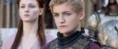 Jack Gleeson as Joffrey Baratheon with his queen-Sansa Stark