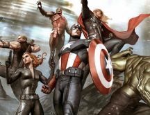 Iron Man, Thor, Hulk, Captain America - The Avengers comics