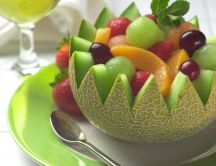 Fruit salad in a melon