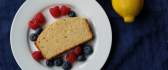 Healthy breakfast - berries, lemon and a slice of bread