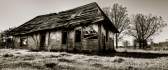 Dilapidated old house - black and white wallpaper