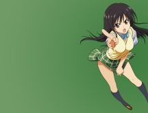 Anime - angry girl wearing a green school uniform