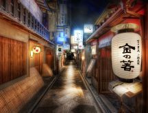 Street Kyoto from Japan at night HD wallpaper