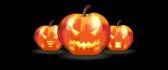 Three funny pumpkins lanterns - HD Halloween wallpaper