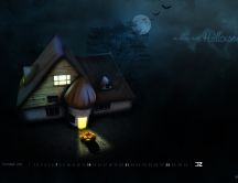 Halloween - house seen from above HD wallpaper