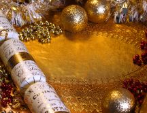 Golden Christmas background - ornaments and candles