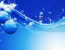 Blue Christmas background - snowflakes and ornaments