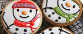 Christmas cookies - snowmen painted on crackers