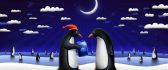 Penguins on ice on moonlight HD wallpaper