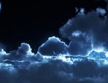 Moonlight above the clouds HD wallpaper