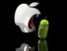Apple eating Android - Funny HD wallpaper