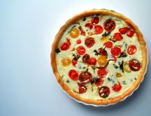 Delicious pie with ricotta and lots of tomatoes