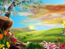 Easter bliss landscape - HD wallpaper
